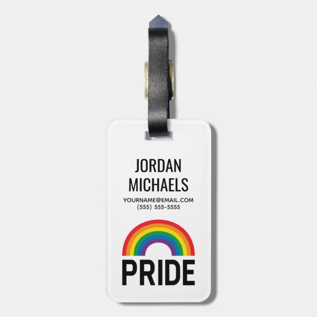 Pridets regnbåge bagagebricka (Baksidan Lodrät)