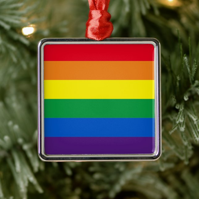 Pridets regnbåge färg rand Lgbt gay flagga Julgransprydnad Metall (Träd)