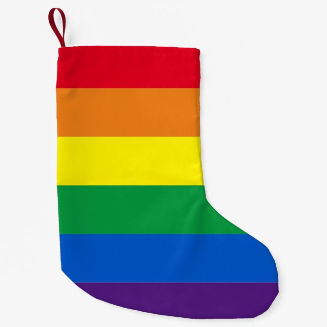Pridets regnbåge färg rand Lgbt gay flagga Liten Julstrumpa (Framsidan)