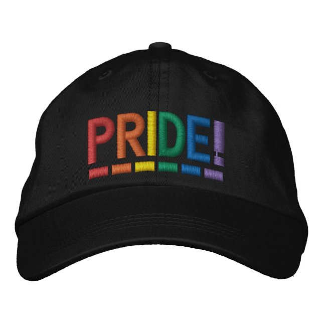 Pridets regnbåge färg typografi modern broderad keps (Framsida)