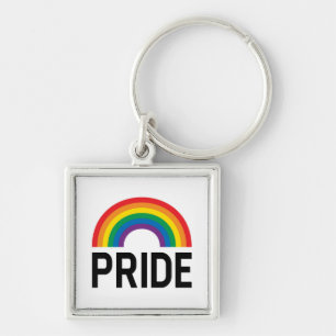 Pridets regnbåge fyrkantig silverfärgad nyckelring