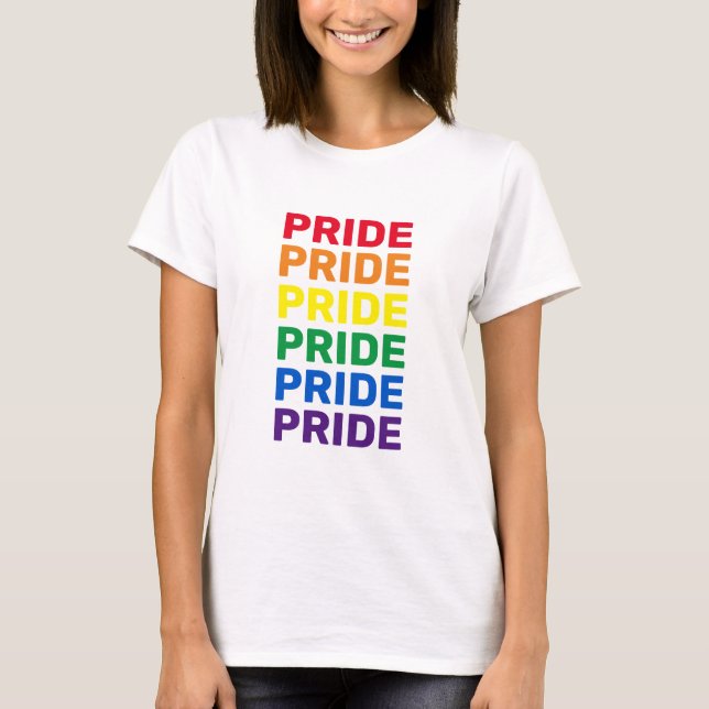 Pridets regnbåge, gbt gay flagga typografi modern  t shirt (Framsida)