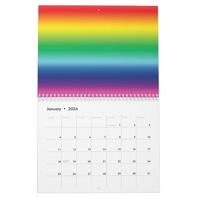 Pridets regnbågsgradient färg gay lgbt flagga cool kalender (Jan 2026)