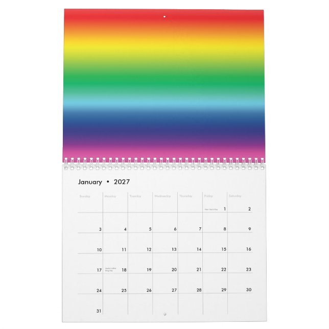 Pridets regnbågsgradient färg gay lgbt flagga cool kalender (Jan 2027)