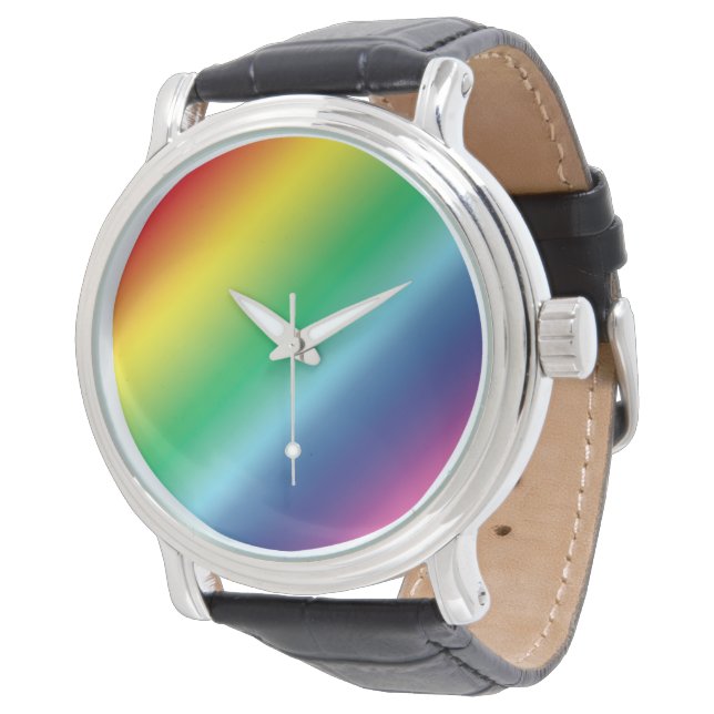 Pridets regnbågsgradient färg mönster modern lgbtq armbandsur (Vinklad)