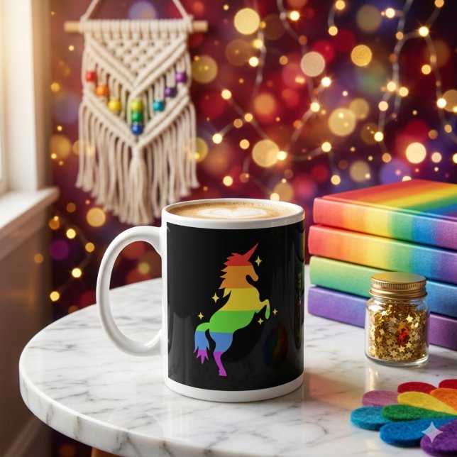 PrideVibe Enhörning Regnbåge Kaffemugg (Skapare uppladdad)