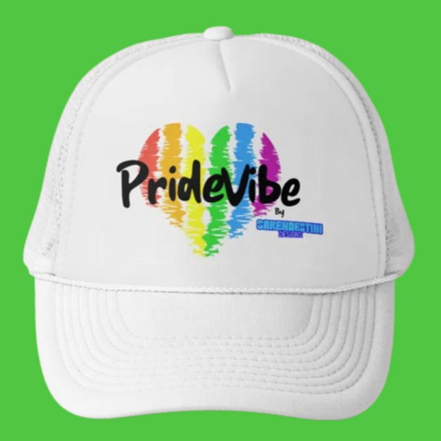 PrideVibe Regnbåge Hjärtat Trucker: Modig och Obun Keps (Skapare uppladdad)