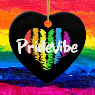 PrideVibe Regnbågs Hjarta: Tidlös Pride Julgransprydnad Keramik