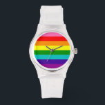 PrideWatch Armbandsur<br><div class="desc">Die Uhr mit der original 8-farbigen Pride-Flagge. Hiermit setzt du ein Zeichen für Akzeptanz und Toleranz aller Menschen.</div>