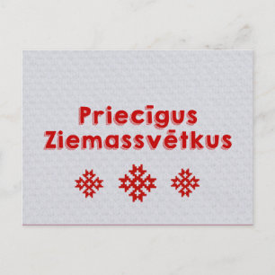 Priecīgus Ziemassvētkus God jul Lettiska Helg Vykort