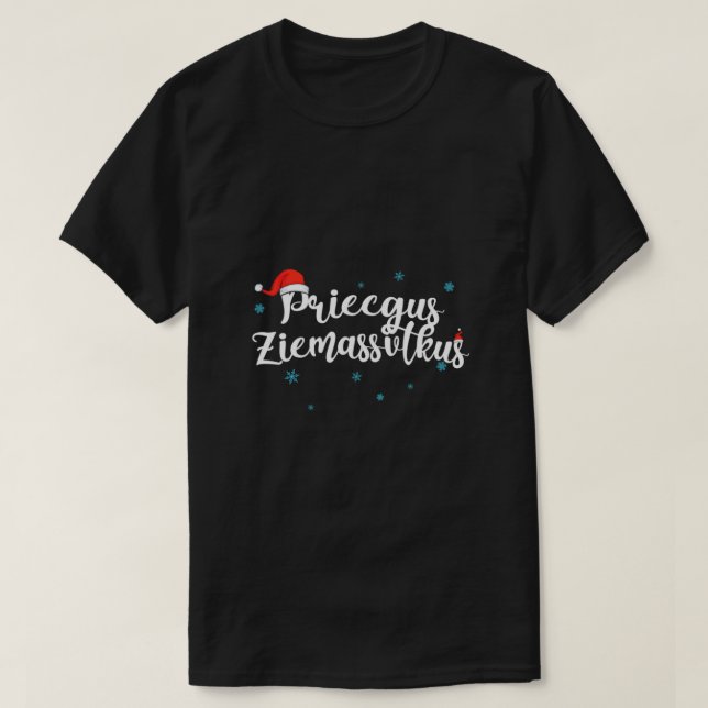 Priecigus Ziemassvetkus Lettisk jul T Shirt (Design framsida)