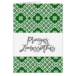 Priecigus Ziemassvetkus Traditionell lettisk desig Hälsningskort