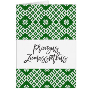 Priecigus Ziemassvetkus Traditionell lettisk desig Hälsningskort