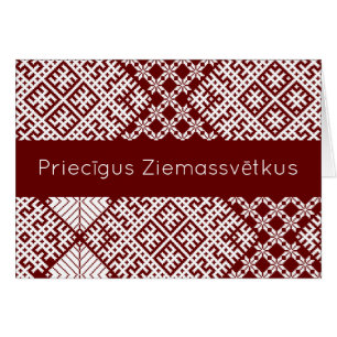 Priecigus Ziemassvetkus Traditionell lettisk desig Hälsningskort
