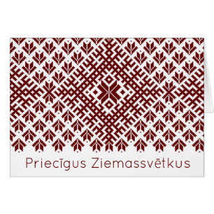 Priecigus Ziemassvetkus Traditionell lettisk desig Hälsningskort