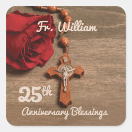 Priest 25:e ordination-årsdagen Ro och Rosary Fyrkantigt Klistermärke