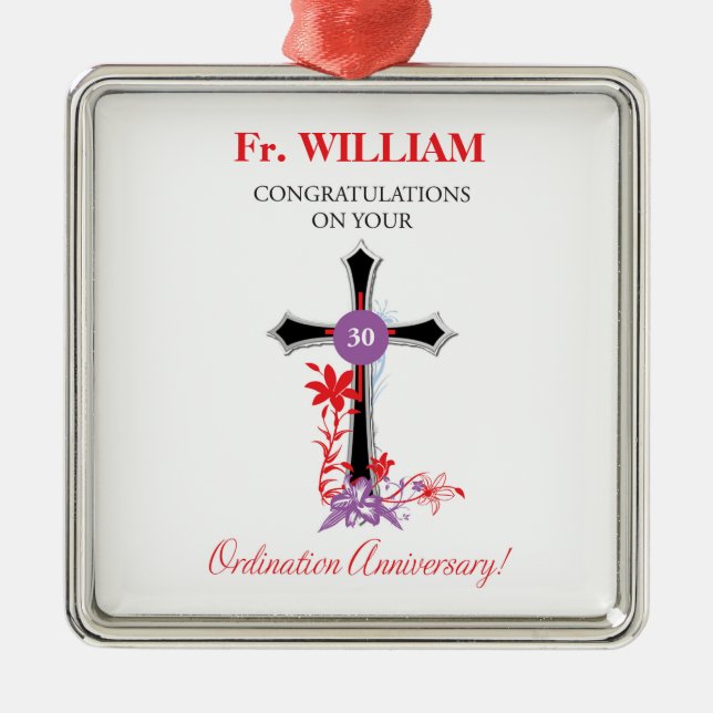 Priest 30th Ordination Anniury Black Kor Julgransprydnad Metall (Framsidan)