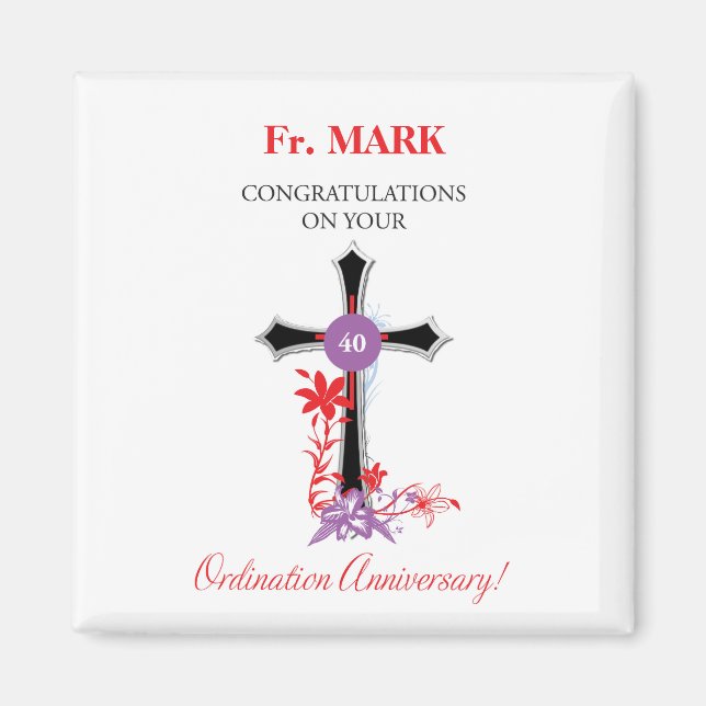 Priest 40:e ordination Anniury Black Kor Magnet (Framsidan)