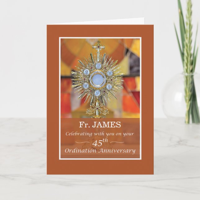 Priest 45:e ordination Anniury Monstrance Host Kort (Framsida)