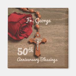Priest 50:e ordination Årsdag Ro och Rosary Magnet