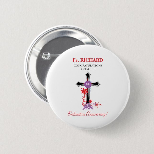 Priest 55:e ordination Anniury Black Kor Knapp (Framsida & baksida)