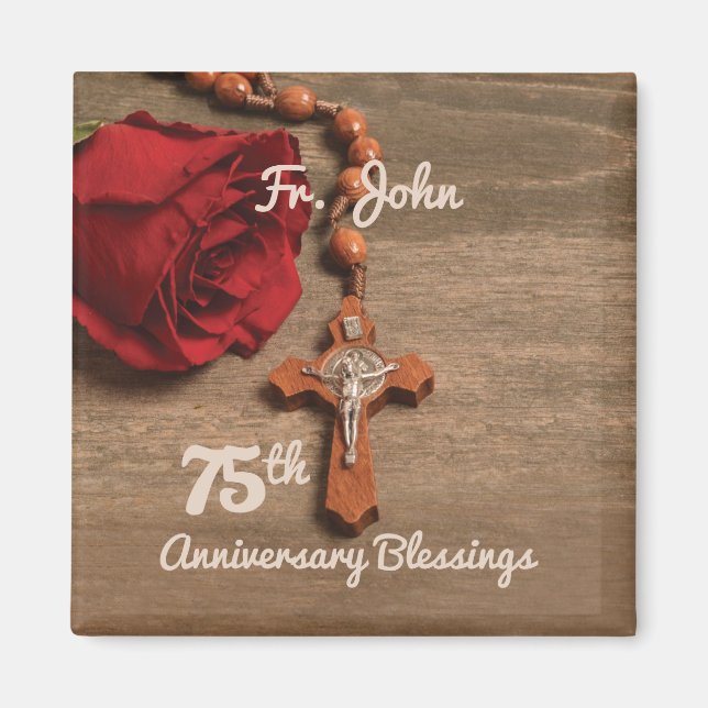 Priest 75:e Ordination Anniury Ro och Rosary Magnet (Framsidan)