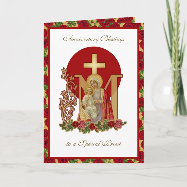 Priest Birthday Blessings Firande Virgin Mary Kort (Framsida)