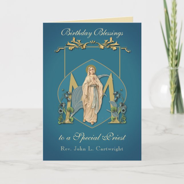 Priest Birthday Blessings Firande Virgin Mary Kort (Framsida)