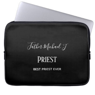 PRIEST GIFTS - personalized Classic Black White Laptop Fodral