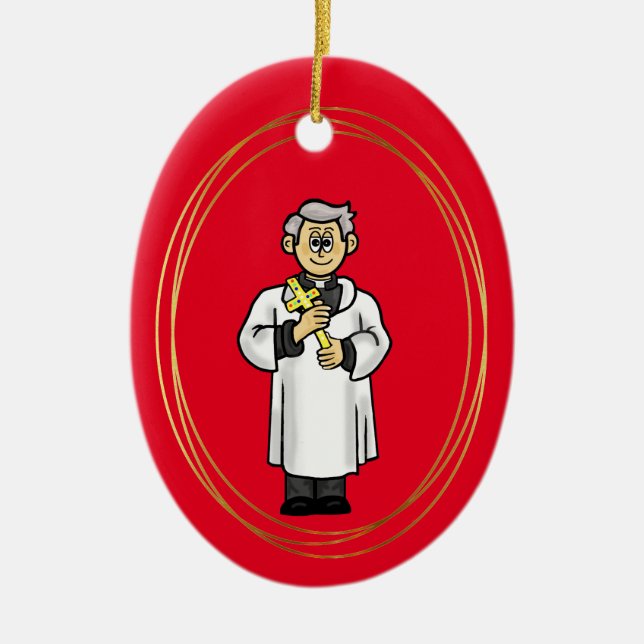 Priest Holding a Kor jul Ornament (Framsidan)
