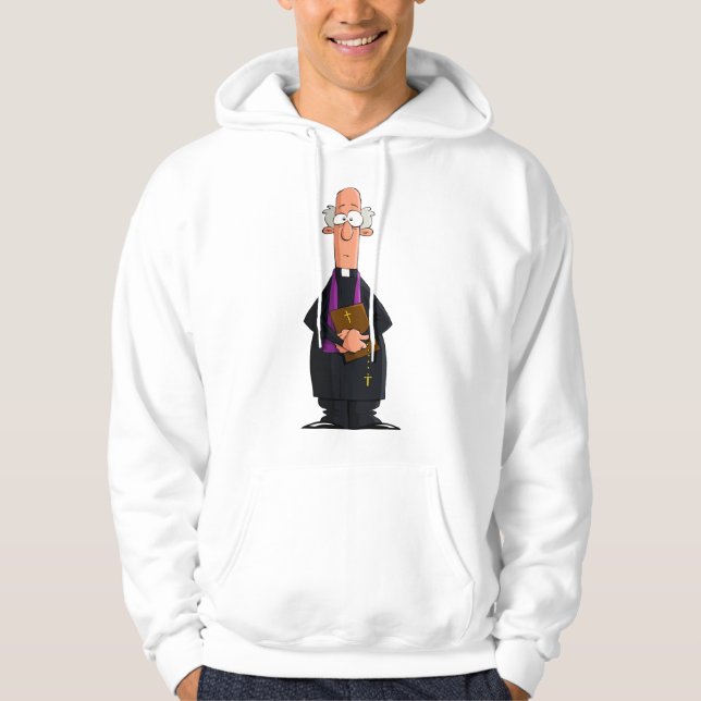 Priest Holding Bible IFunny Clergy-tecken Hoodie (Framsida)