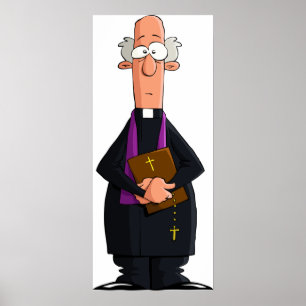 Priest Holding Bible IFunny Clergy-tecken Poster