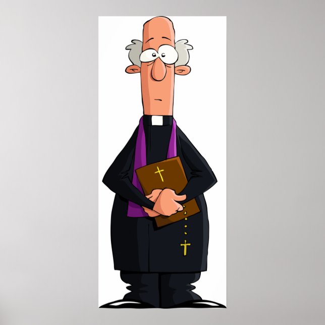 Priest Holding Bible IFunny Clergy-tecken Poster (Framsidan)