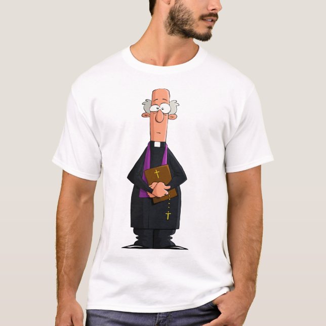 Priest Holding Bible IFunny Clergy-tecken T Shirt (Framsida)