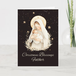 Priest jul Blessings Madonna och Child Kort
