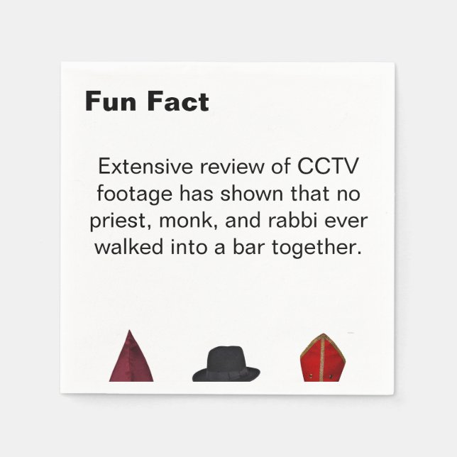 Priest Monk Rabbi Hats Fun Fact Cocktail Pappersservett (Framsidan)