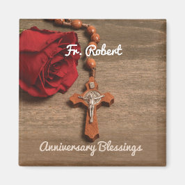Priest Ordination-årsdagen Röd ros och Rosary Magnet
