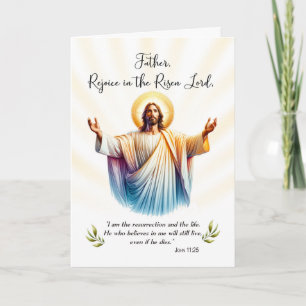 Priest Påsk Jesus är Risen Rejoice Scripture Kort