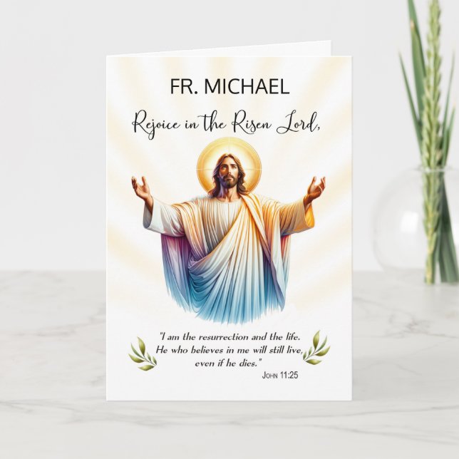 Priest Påsk Jesus är Risen Rejoice Scripture Kort (Framsida)
