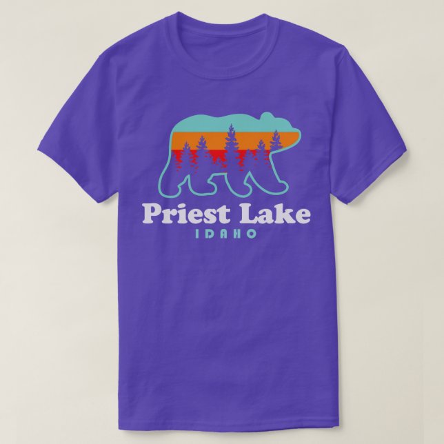 Priest Sjö Idaho Camping Bear Spokane Washington T Shirt (Design framsida)