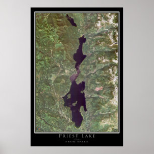 Priest Sjö Idaho Satellite Poster Karta