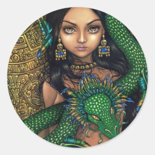 "Priestess of Quetzalcoatl"-märke Runt Klistermärke