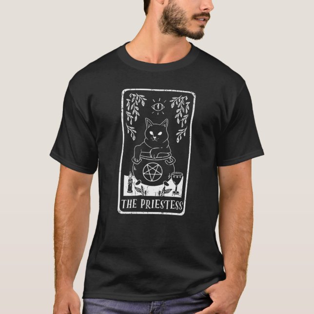 Priestess Witch Tarot Card Pagan Goblincore Go T Shirt (Framsida)