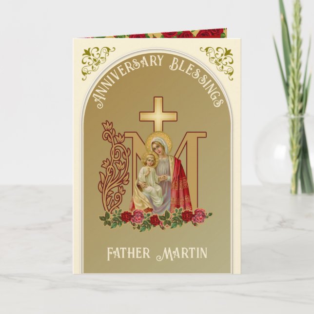 Priestjubileum Mary Jesus katolsk Kort (Framsida)