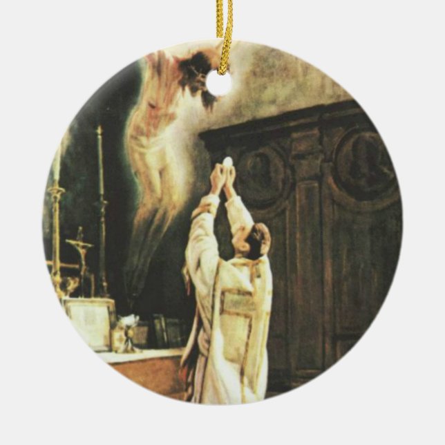 PRIESTRADITIONELL KATOLISK MASSKELVÄRD JULGRANSPRYDNAD KERAMIK (Framsidan)