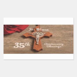 Priests 35e Ordination Årsdag Ro och Rosary Rektangulärt Klistermärke