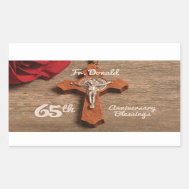 Priests 65e Ordination Årsdag Ro och Rosary Rektangulärt Klistermärke