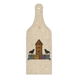 Prim Birdhouse Glass Caking Board