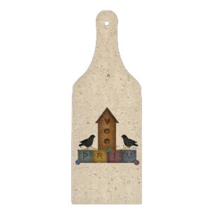 Prim Birdhouse Glass Caking Board