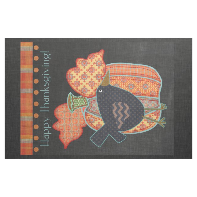 Prim Black Kråka Patchwork Pumpkin-Thanksgiving Tyg (Fat Quarter)